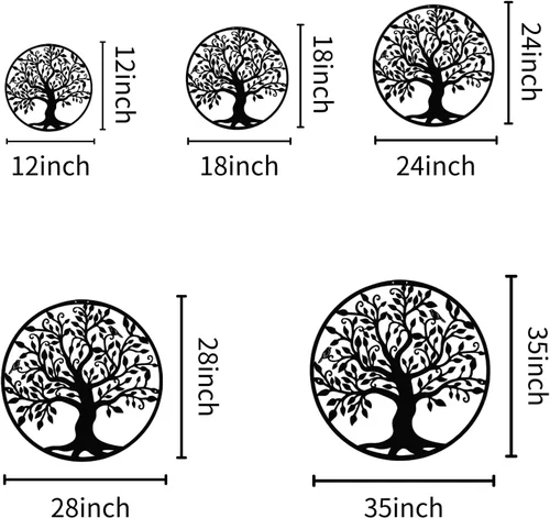 Vista 5 de Arte de pared de metal árbol de la vida, decoración de pared de metal, árbol de la vida, decoración de pared de árbol de la vida, arte de pared