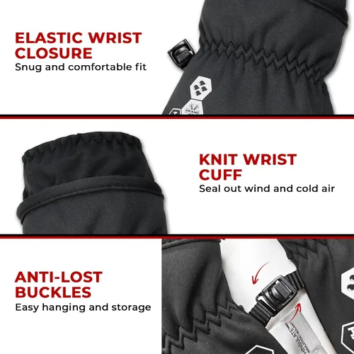 Vista 5 de HANDLANDY Guantes de invierno para hombres y mujeres, aislados impermeables para clima frío, guantes térmicos para ciclismo, esquí, equitación