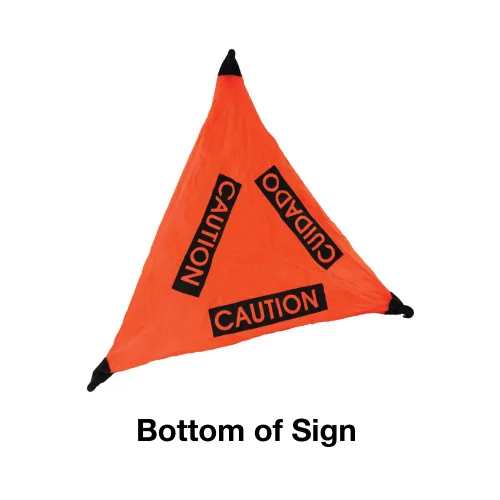 Vista 5 de Letrero de suelo mojado de precaución naranja (ENG/SPAN) Handy Cone con tubo de almacenamiento "3-PACK
