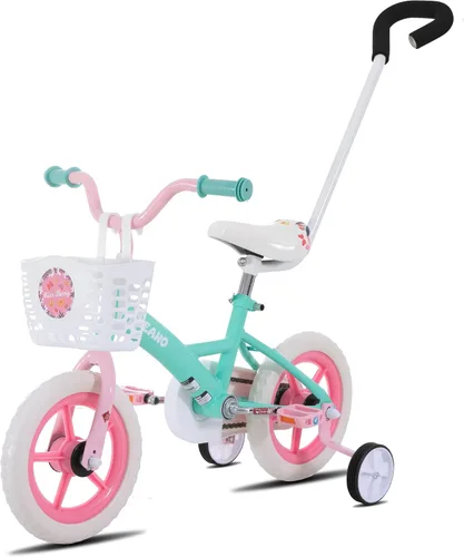 Vista 8 de KEANO Voyager 10 12 Inch Kids Bike for Boys and Girls Ages 1-4 Years, Toddler Bike with Training Wheels & Basket, Detachable Parent Push Handle