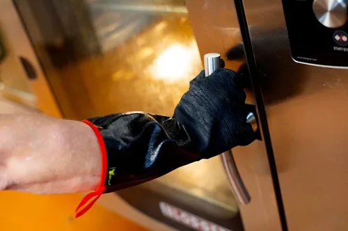 Vista 7 de G & F - Guantes de piel prémium para barbacoa, resistentes al calor y al fuego, palma de gamuza, resistentes a pinchazos y cortes, forro de algodón
