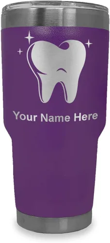 Vista 25 de LaserGram Vaso aislado al vacío de 20 onzas, con diente, grabado personalizado incluido (negro)