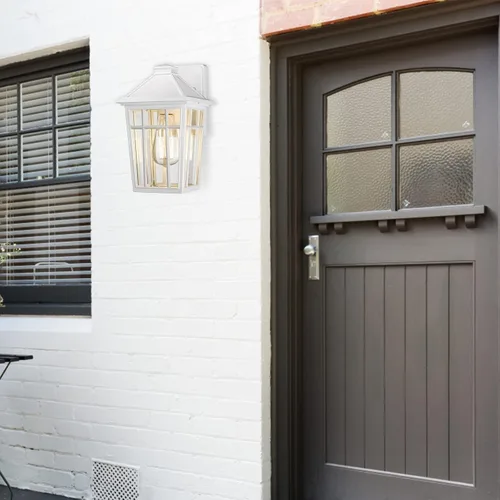 Vista 3 de Darkaway Luces de poste para exteriores + lámpara de pared con carcasa de aluminio impermeable con vidrio, iluminación de cubierta de poste de valla
