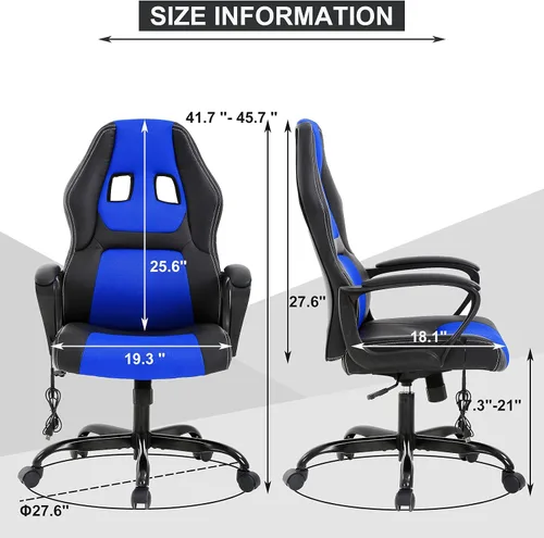 Vista 6 de Offcie - Silla de juegos de PC, silla de computadora estilo carreras con reposabrazos acolchado, silla ergonómica de escritorio para el hogar