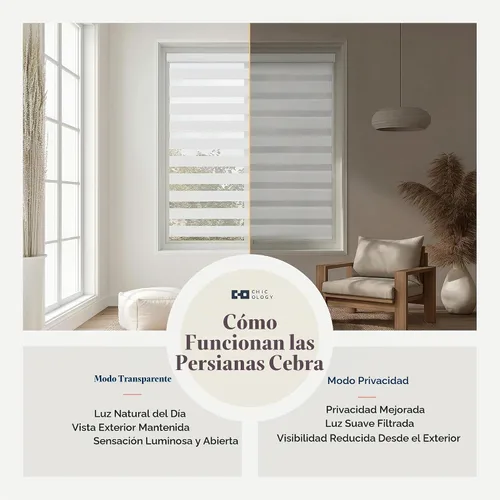 Vista 3 de CHICOLOGY - Persianas de cebra, persianas enrollables para ventanas, cortinas para ventanas, persianas enrollables para ventanas, persianas