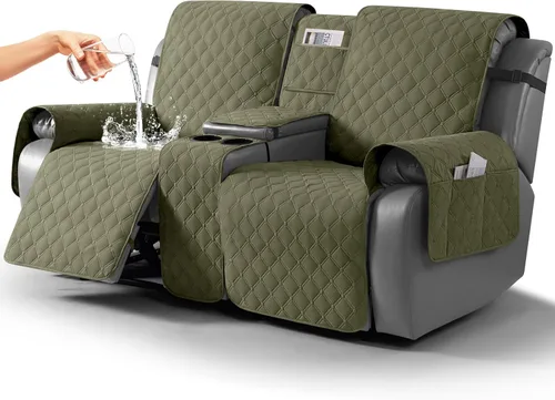 Vista 16 de TAOCOCO Funda para Sillón de Dos Plazas Reclinable 100% Impermeable con Consola Central, Funda de Sofá Reclinable Reversible para 2 Asientos