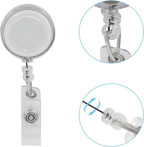 Vista 4 de Paquete de 10 carretes retráctiles para insignias, soporte transparente con clip para médicos, enfermeras, profesores, estudiantes, trabajadores