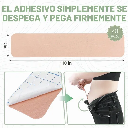 Vista 5 de 20 cintas de vientre precortadas, cinta impermeable de control de abdomen para levantamiento de grasa abdominal y espalda plana, cinta elástica