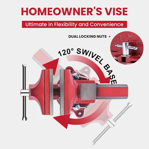 Vista 5 de Forward 1304 - Tornillo de banco de 4 pulgadas de hierro dúctil para el hogar, tornillo de banco de 4" para el propietario de la casa con yunque