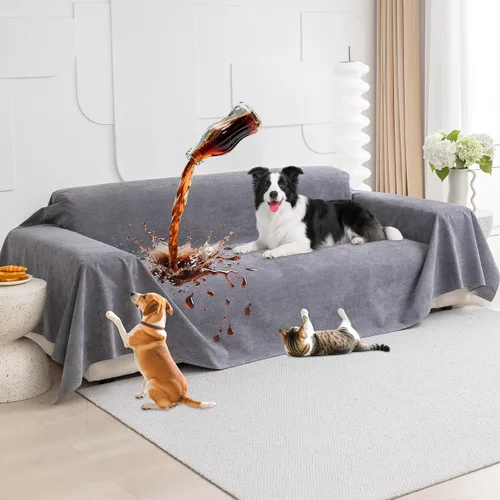 Vista 10 de Loiion Funda impermeable para sofá de perro 100% de doble cara - antideslizante, a prueba de fugas, protectores de sofá para mascotas para Almendra