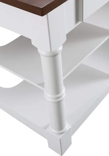 Vista 6 de KD03-80-W-WD Monterey Isla de cocina de granja de 80 pulgadas en color blanco con encimera de chapa de madera de nogal oscuro, no requiere montaje e