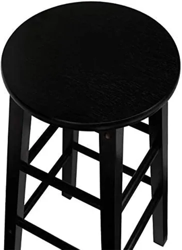 Vista 7 de PJ Wood Taburetes de cocina de asiento redondo clásico de 24 pulgadas de alto para hogares, espacios de comedor y bares con asientos sin espalda