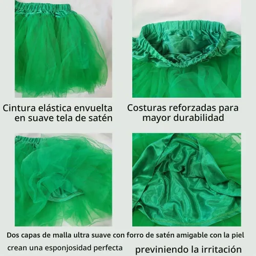 Vista 4 de Kirei Sui Disfraz de animal para niños, diseño de cocodrilo, tutú verde, diadema, pajarita, cola y patas