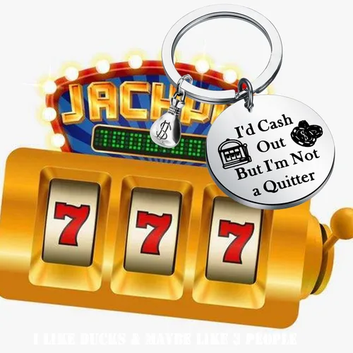 Vista 7 de PLITI Llavero de máquina tragamonedas para regalo de casino, regalo para amantes del casino, regalo para jugadores, I'd Cash Out But I'm Not A