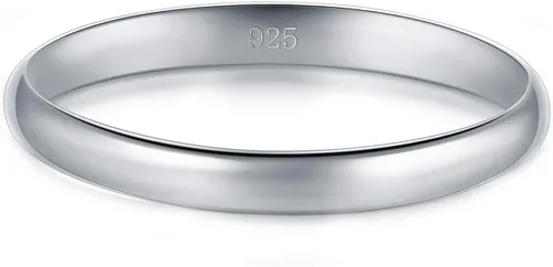 Vista 2 de BORUO - Anillo de matrimonio de plata esterlina 925 con cúpula lisa, resistente al deslustre y cómodo ajuste 2mm, Anillo talla 4-12