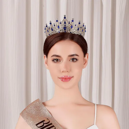 Vista 21 de Tiara para mujer, coronas de reina de cristal, tiaras de princesa con diamantes de imitación, accesorios para el cabello real perfectos para Plateado