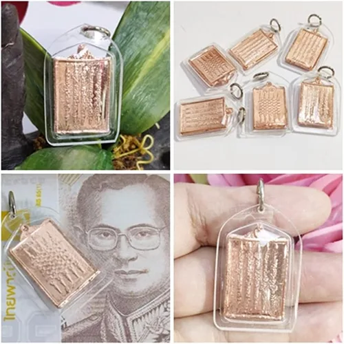 Vista 5 de Amuleto tailandés Buda colgante mágico sagrado para hombres mujeres Arjan Nu Kanpai Yantra 5 filas NAT collares ricos., Metal y plástico