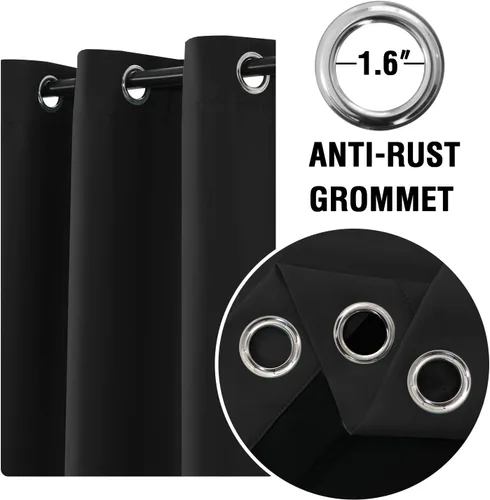 Vista 3 de H.VERSAILTEX Paneles de cortina 100% opacas de 45 pulgadas de largo, con aislamiento térmico, cortinas opacas con forro para dormitorio, dos capas