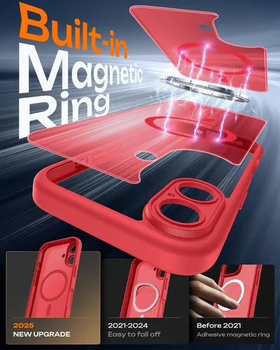 Vista 442 de TOCOL Funda para iPhone 11, compatible con Magsafe, protección completa de cámara, imanes integrados, protección contra caídas, funda translúcida