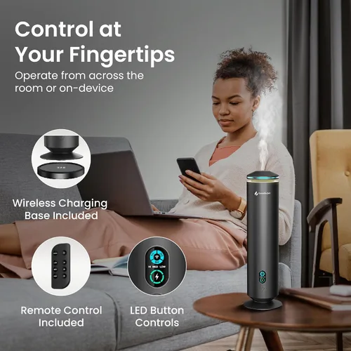 Vista 4 de GentleJet MajesticMist Difusor de aceite esencial sin agua para habitaciones grandes (1000 pies cuadrados), máquina de aroma nebulizador de aire