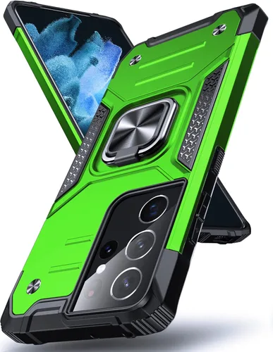 Vista 34 de DASFOND Diseñada para funda Galaxy S8 con soporte, anillo metálico giratorio mejorado de 360°, soporte kickstand de grado militar, resistente a