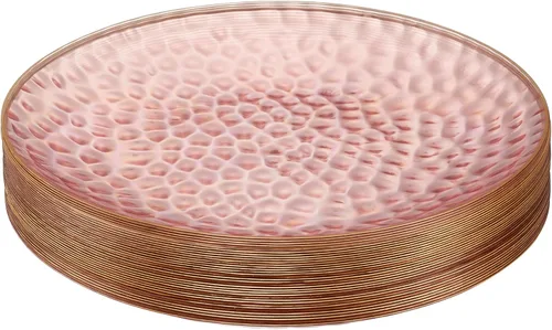 Vista 12 de PLASTICPRO Paquete de 30 platos de plástico martillado, platos de plástico desechables pesados, elegantes platos de fiesta transparentes martillados
