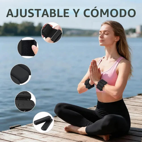 Vista 6 de Pesas de tobillo de muñeca para mujeres y hombres, 2 libras/par, pesas ajustables para brazos, piernas, pilates, pulseras con peso para gimnasio