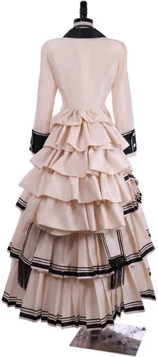 Vista 4 de Disfraz gótico victoriano vintage para cosplay, guerra civil, vestido de baile Southern Belle, vestido eduardiano de teatro de Halloween