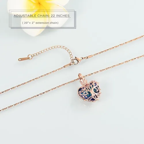 Vista 19 de Imrsanl Collar de urna de árbol de la vida con forma de corazón, joyería de cremación para hombres y mujeres, recuerdo, joyería conmemorativa