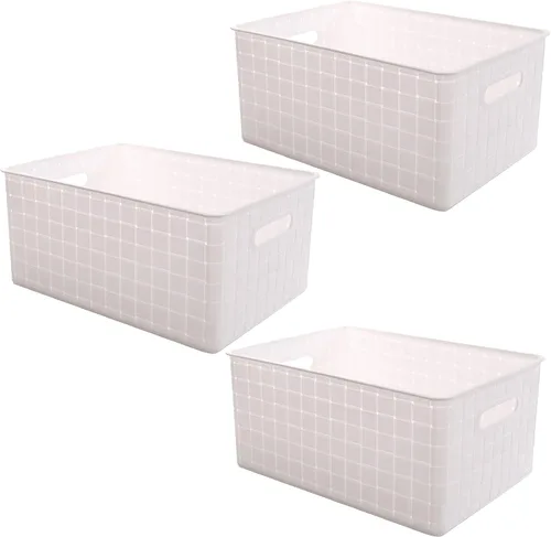 Vista 13 de BINO Cestas de almacenamiento de plástico pequeñas - gris LA COLECCIÓN ESTABLE Almacenamiento de uso múltiple Organizador rectangular