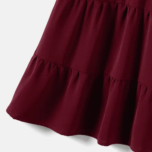 Vista 6 de IFFEI Vestidos de verano para mamá y yo, estilo bohemio, a juego, con volantes, manga abombada, cintura alta, vestido largo por debajo