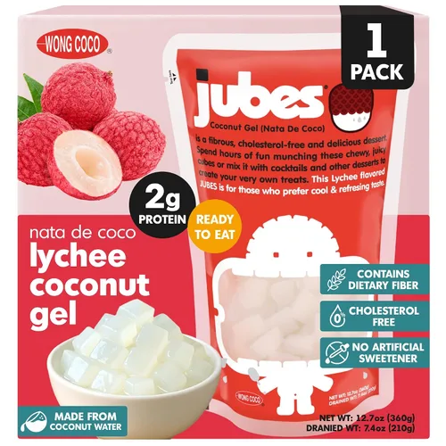 Vista 7 de Jubes Grape Nata De Coco Jelly Cubes 12.7 oz – Cubos de jalea de coco de uva para sagú – Gel de coco en ingredientes de jarabe para té de frutas