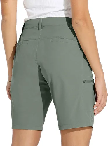 Vista 2 de Willit - Pantalones cortos de senderismo tipo cargo para mujer, de 10 pulgadas, elásticos, para golf, activos, de secado rápido, pantalones cortos