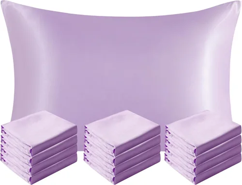 Vista 15 de NTBAY Paquete de 2 fundas de almohada estándar de satén para cabello y piel, lujosas y sedosas fundas de almohada con cierre de sobre, 20 x 26