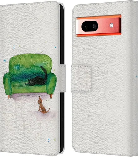 Vista 14 de Head Case Designs Officially Licensed Wyanne Blue Watercolour Bear Animals 2 Leather Wallet Case Compatible with Google Pixel 7a