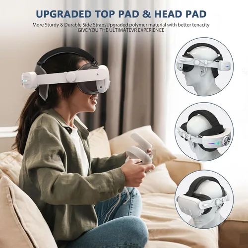 Vista 5 de RGB Head Strap for Oculus Quest 3, MTomatoVR Replacement Strap Built-in 8000mAh, Enhance 5-7 Hours Gaming Time, Comfort Support VR Accessaries