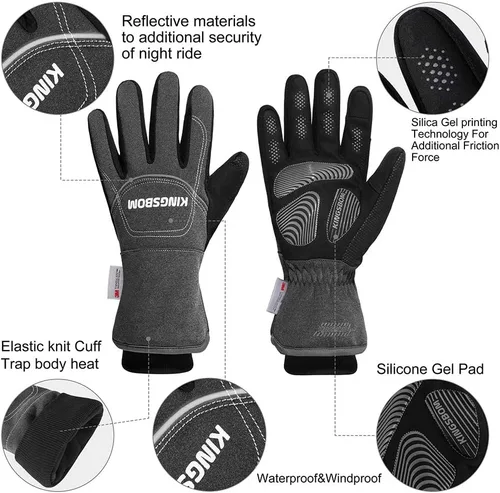 Vista 4 de KINGSBOM -Guantes térmicos impermeables y resistentes al viento de 40 - Guantes térmicos Thinsulate 3M Thinsulate para pantalla táctil de invierno