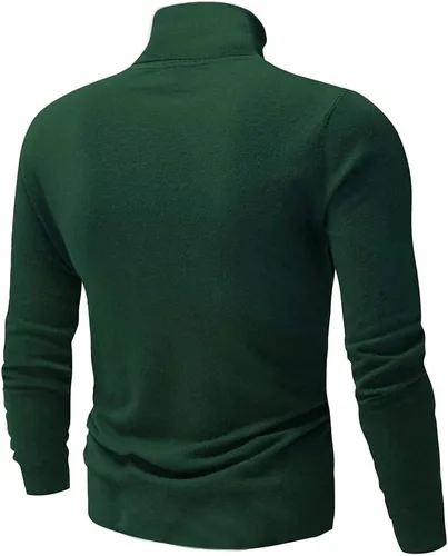 Vista 2 de Camisa básica casual ajustada para hombre, suéter de punto ligero de cuello alto