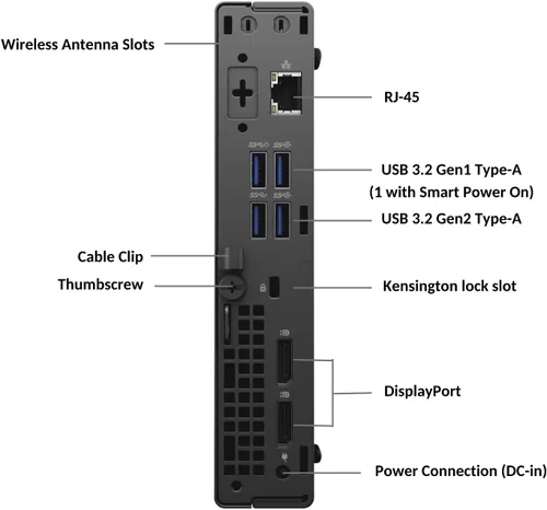 Vista 4 de Dell OptiPlex 7000 Series 7080 Mini Business Desktop con factor de forma micro, procesador Intel Core i5-10500T, 16GB RAM, 512GB PCIe SSD