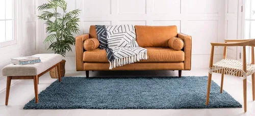 Vista 28 de Unique Loom Colección Davos Shag - Alfombra Lino