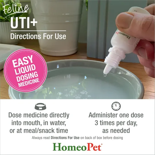 Vista 5 de Homeopet UTI Plus para infecciones urinarias para gatos, 0.5 oz