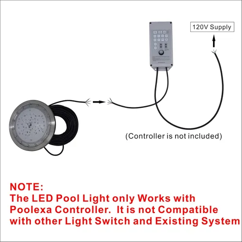 Vista 3 de Luz LED multicolor para piscina enterrada de 10 pulgadas, carcasa de acero inoxidable, cable de 50 pies para nicho húmedo (sin controlador)