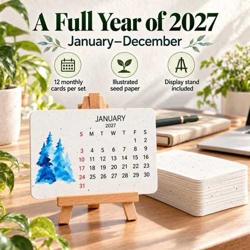 Vista 5 de Plantable Seed Calendar 2027 with Stand and Mini Shovel (1)