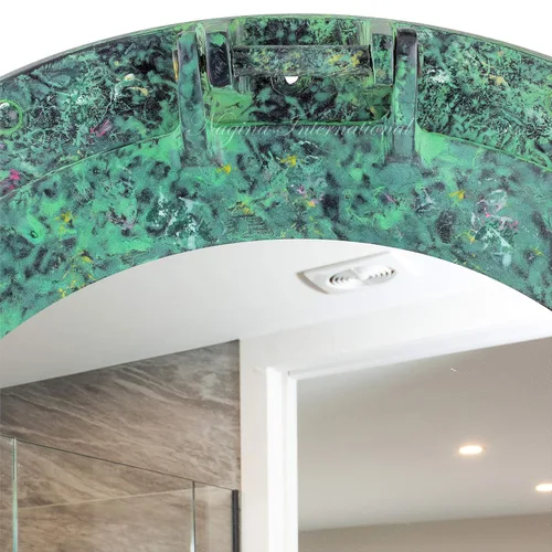 Vista 4 de Espejo de ojo de buey de aluminio de 17 pulgadas con acabado verde antiguo - Decoración náutica