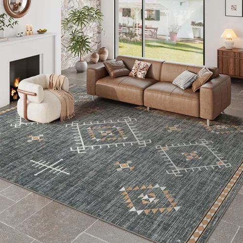 Vista 15 de ILANGO Alfombras de Área de Yute para Exteriores, Alfombras Tejidas Lavables para Patio 5'x7', Alfombras Naturales de Estilo Rústico para Áreas