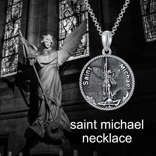 Vista 6 de 925 Sterling Silver Poseidon TridentBaphomet HornedValnkutSpartan WarriorSt MichaelChristopherGeorge Necklace The Archangel Protection Amulet