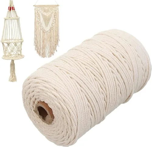 Vista 41 de Cordón de algodón para macramé, hilo torcido de 4 capas, cuerda de algodón natural, suministros perfectos de macramé, para hacer soportes colgantes