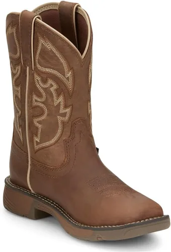 Vista 2 de Justin Boots Niños Niños Rush Punta Cuadrada Casual Botas Mid Calf - Marrón