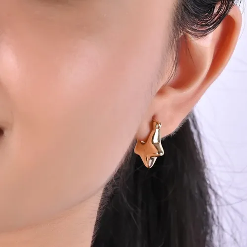 Vista 87 de Gempires - Aretes ligeros y gruesos, delicados y minimalistas, hipoalergénicos, chapados en oro, sin deslustre, diseño clásico, para uso diario