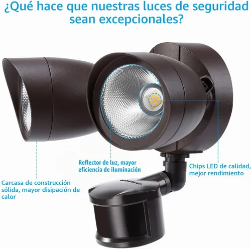 Vista 7 de LEONLITE Luz de inundación con sensor de movimiento, certificación ETL, luces LED de seguridad de aluminio del atardecer al amanecer, cabezales